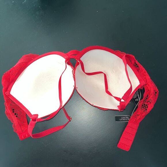 VICTORIA’S SECRET VERY SEXY PUSH-UP RED LACE PADDED UNDERWIRE BRA SIZE 36B - Picture 4 of 5